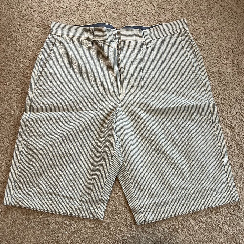 J.Crew Seersucker Dress Shorts - blue/white, 30" W, 10.5" L
